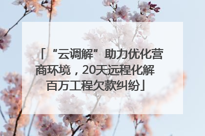 “云调解”助力优化营商环境，20天远程化解百万工程欠款纠纷