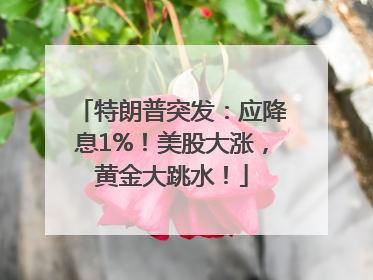 特朗普突发：应降息1%！美股大涨，黄金大跳水！
