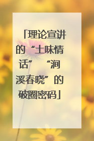 理论宣讲的“土味情话” “涧溪春晓”的破圈密码
