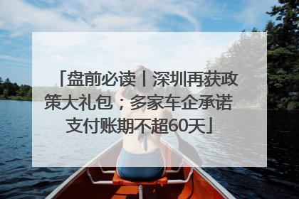 盘前必读丨深圳再获政策大礼包；多家车企承诺支付账期不超60天