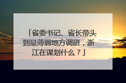 省委书记、省长带头到最薄弱地方调研，浙江在谋划什么？