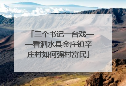 三个书记一台戏——看泗水县金庄镇辛庄村如何强村富民