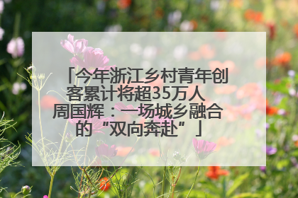 今年浙江乡村青年创客累计将超35万人 周国辉：一场城乡融合的“双向奔赴”