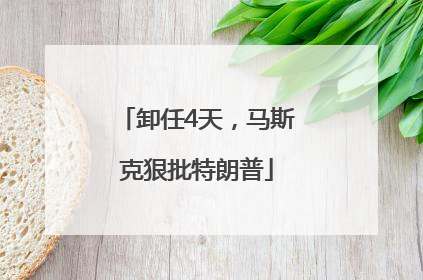 卸任4天，马斯克狠批特朗普