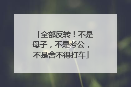 全部反转！不是母子，不是考公，不是舍不得打车