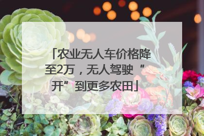 农业无人车价格降至2万，无人驾驶“开”到更多农田