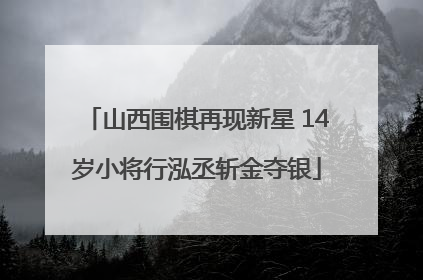 山西围棋再现新星 14岁小将行泓丞斩金夺银