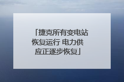捷克所有变电站恢复运行 电力供应正逐步恢复