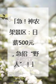 急！神农架景区：日薪500元，急招“野人”！