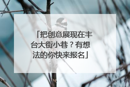 把创意展现在丰台大街小巷？有想法的你快来报名