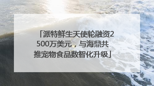 派特鲜生天使轮融资2500万美元，与海鼎共推宠物食品数智化升级