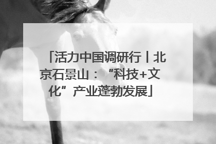 活力中国调研行丨北京石景山：“科技+文化”产业蓬勃发展
