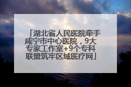 湖北省人民医院牵手咸宁市中心医院，9大专家工作室+9个专科联盟筑牢区域医疗网