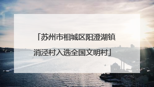 苏州市相城区阳澄湖镇消泾村入选全国文明村