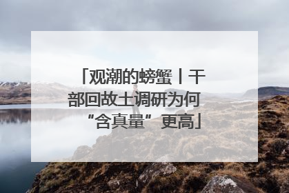 观潮的螃蟹丨干部回故土调研为何“含真量”更高