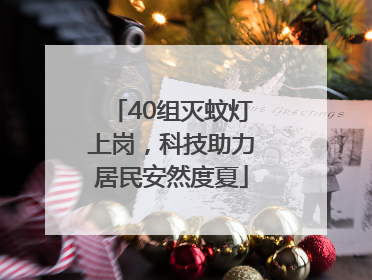 40组灭蚊灯上岗，科技助力居民安然度夏